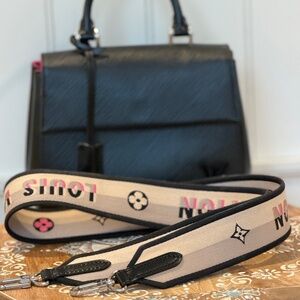 Louis Vuitton Cluny Mini Handbag Black with Jacquard Strap